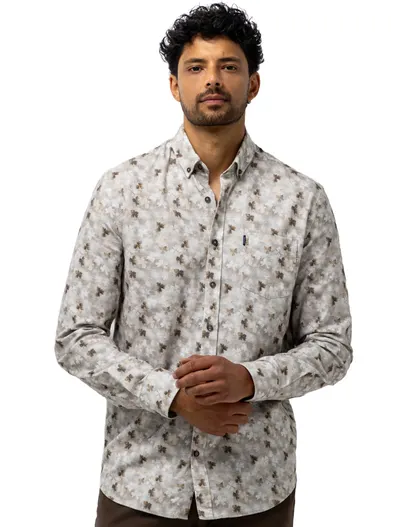 State of Art State of Art overhemd beige geprint