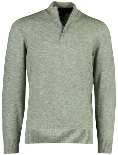 State of Art State of Art trui half zip groen gemeleerd