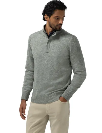 State of Art State of Art trui half zip groen gemeleerd