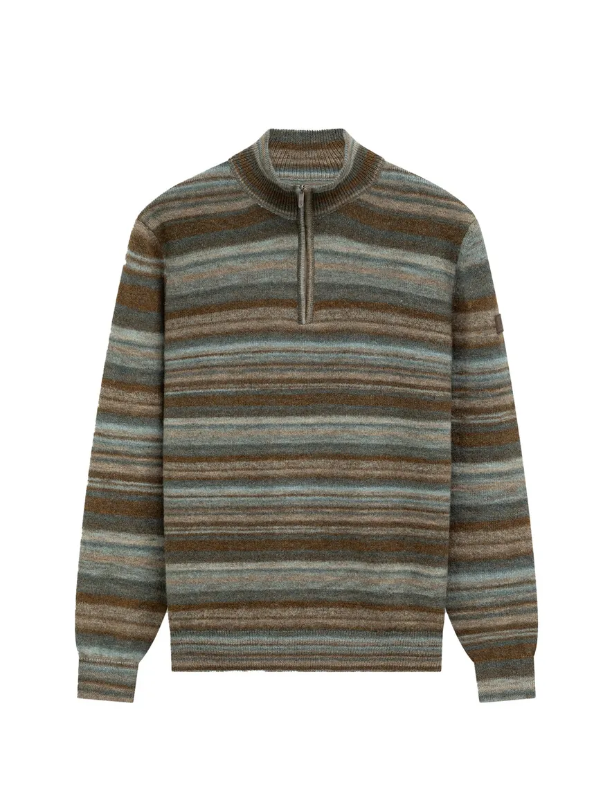 State of Art half zip trui groen gestreept