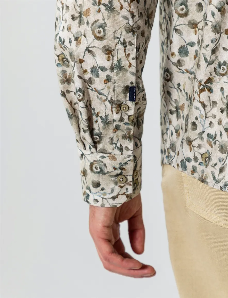 Groen overhemd State of Art bloemenprint