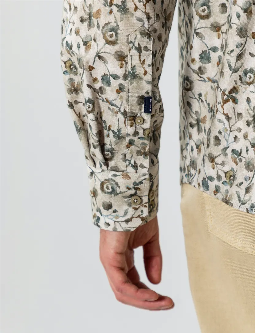 Overhemd State of Art groen bloemenprint