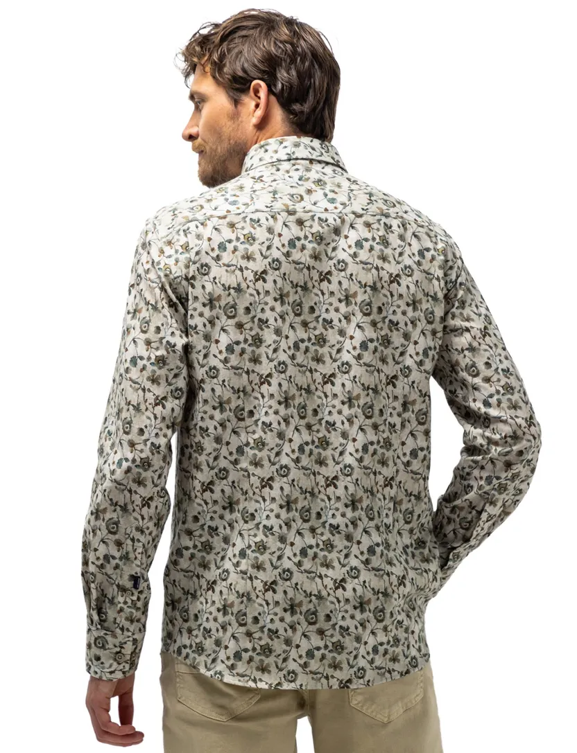 Overhemd State of Art groen bloemenprint