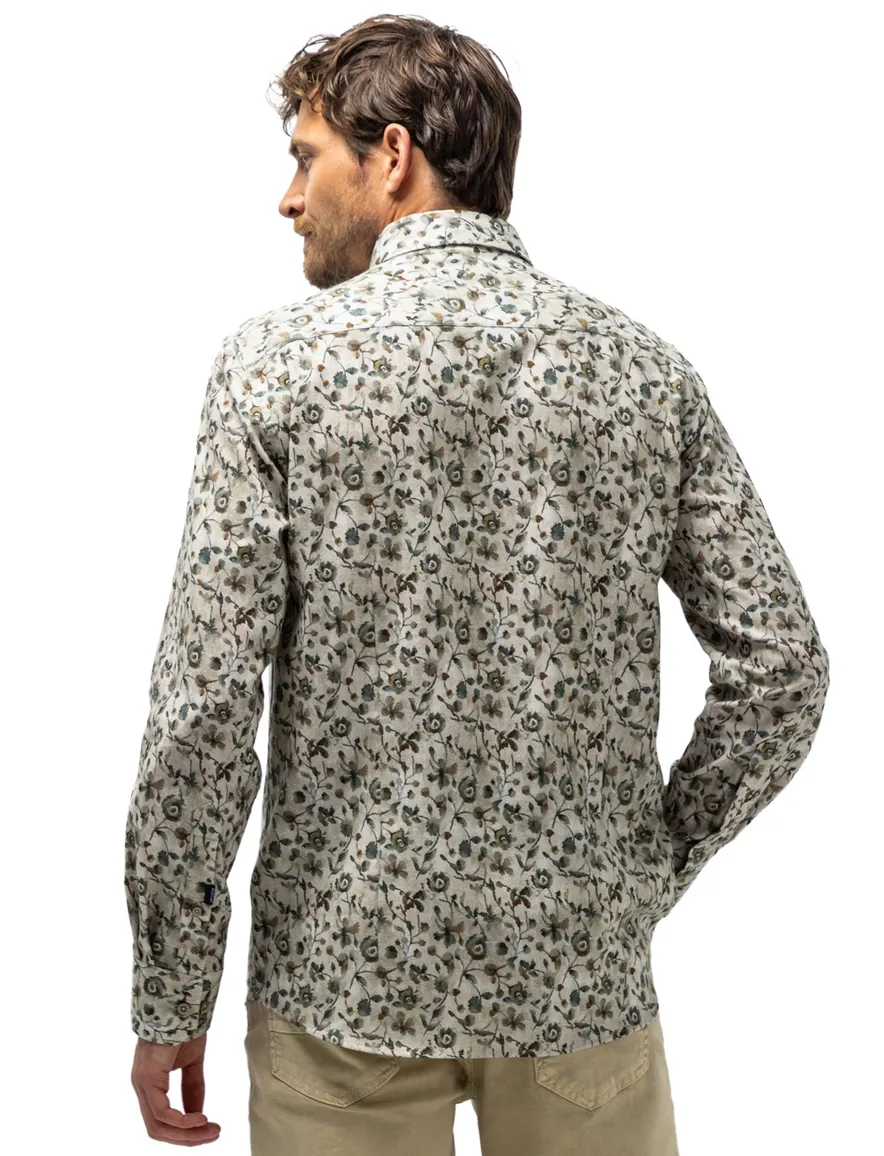 State of Art overhemd groen met bloemenprint