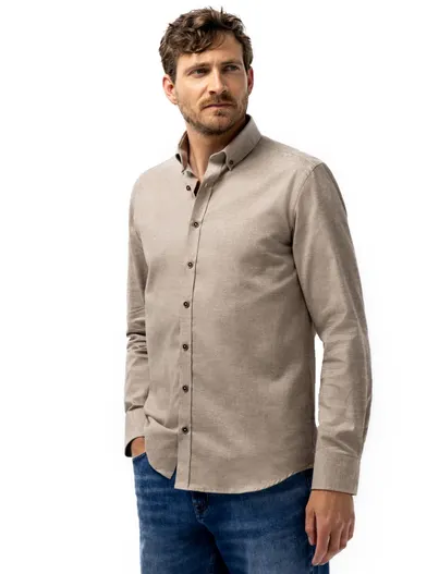 State of Art State of Art overhemd beige gemêleerd