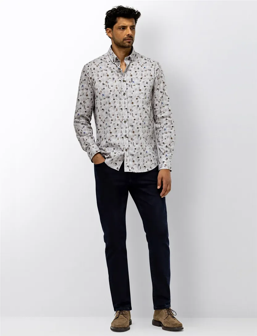 Overhemd State of Art blauw stretch