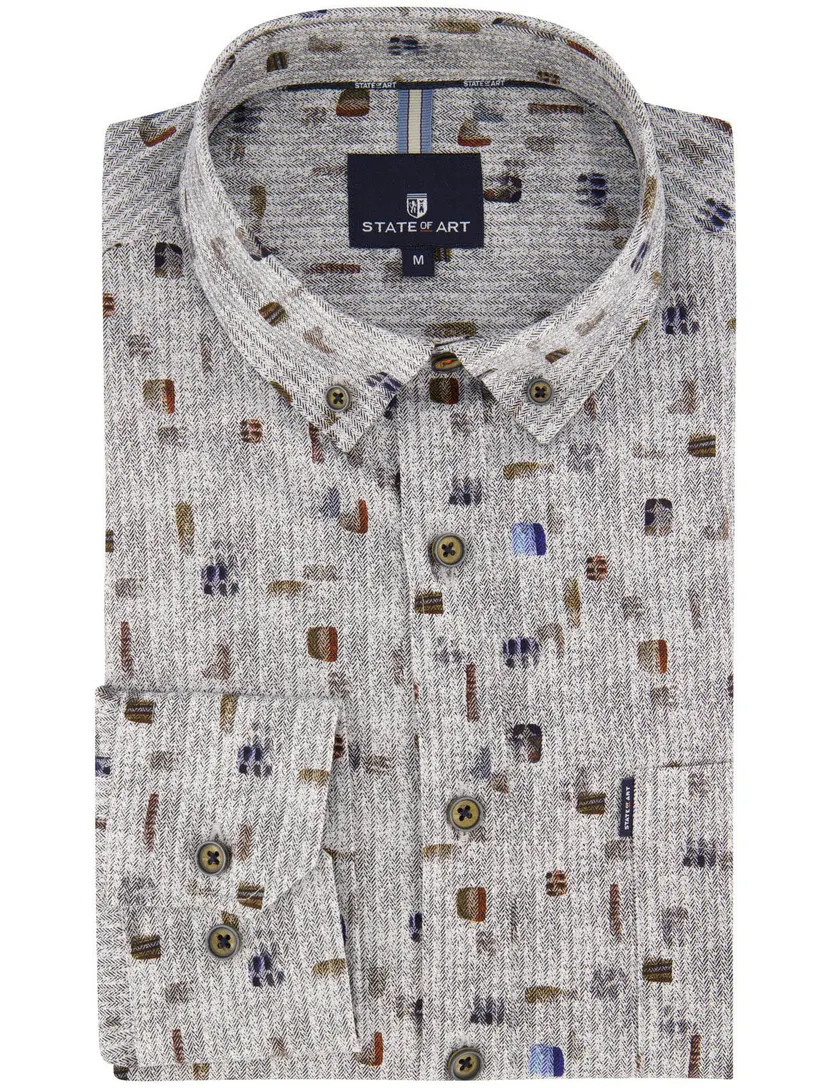 Overhemd State of Art blauw stretch