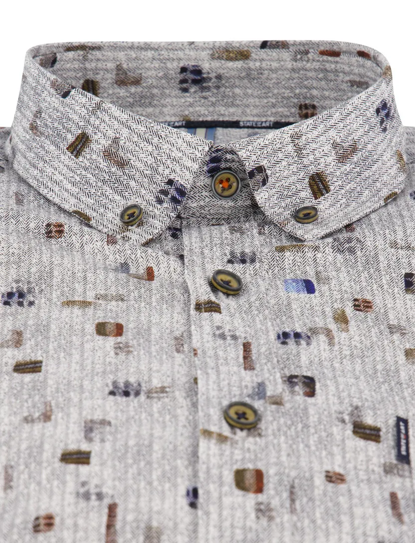 Overhemd State of Art blauw stretch
