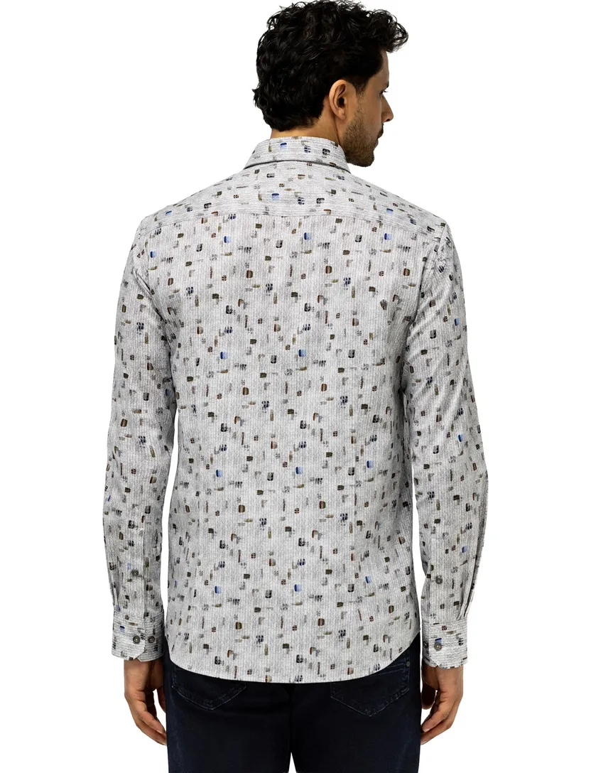 Overhemd State of Art blauw stretch