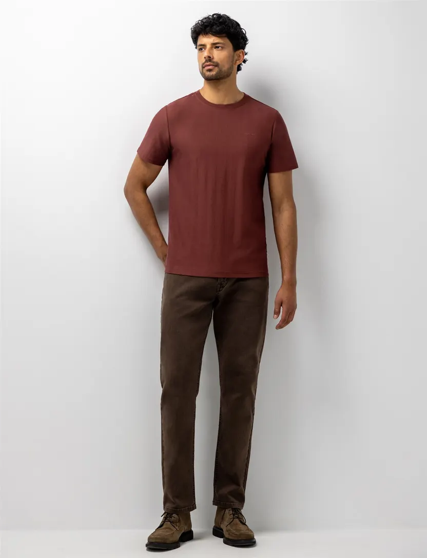 T-shirts State of Art bruin visgraatpatroon donker oud roze