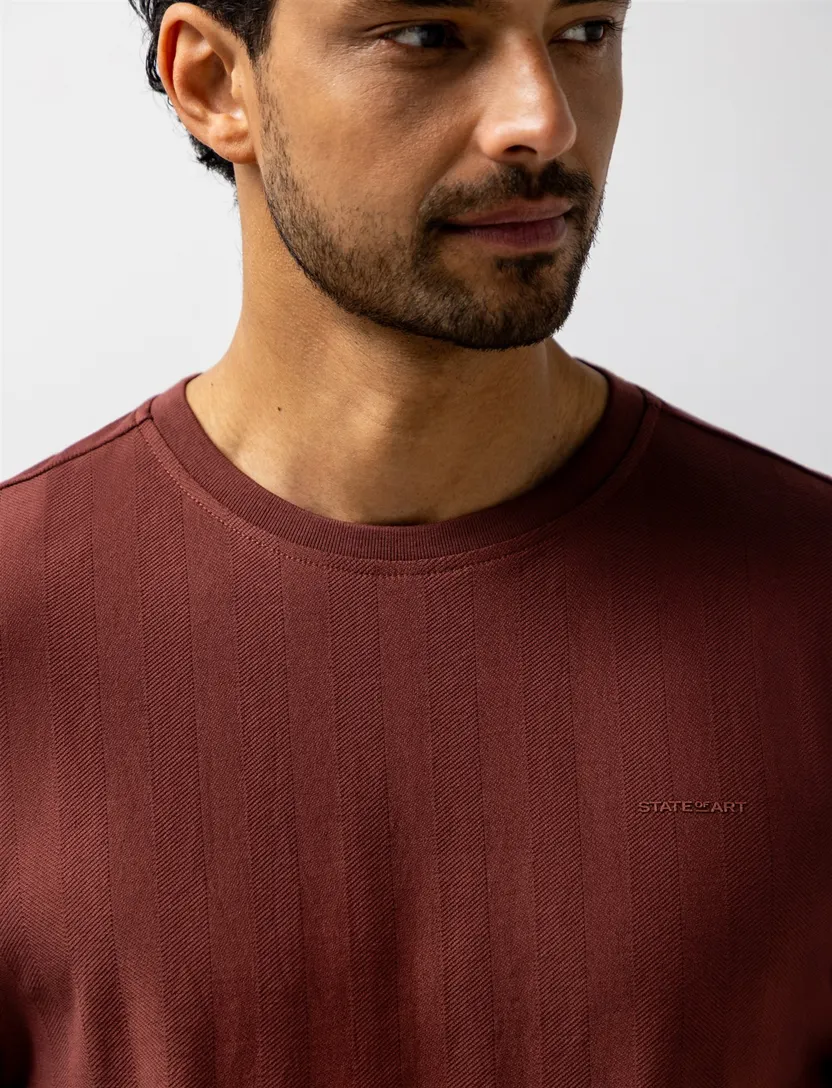 T-shirts State of Art bruin visgraatpatroon donker oud roze