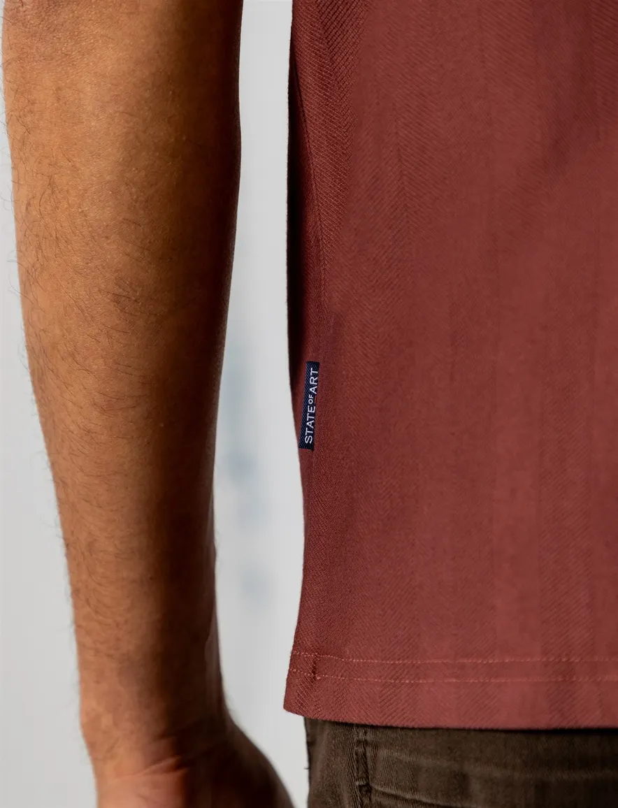 State of Art T shirt bruin visgraatpatroon donker oud roze