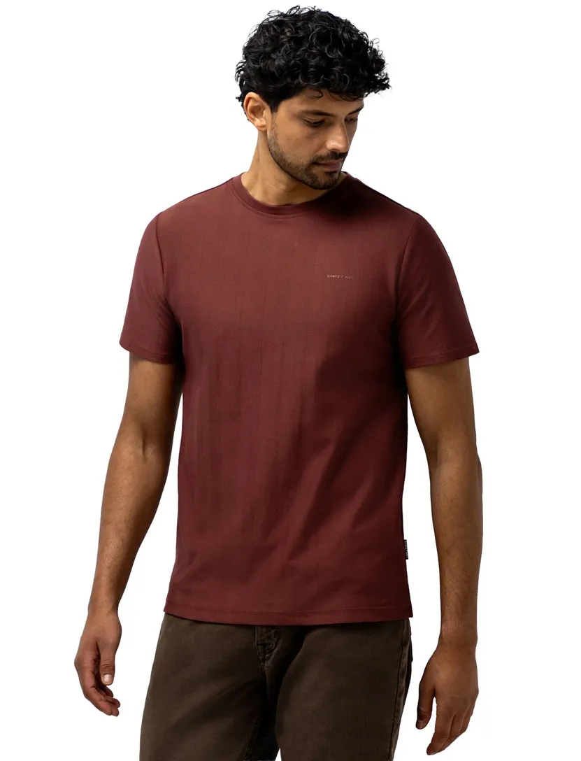 T-shirts State of Art bruin visgraatpatroon donker oud roze