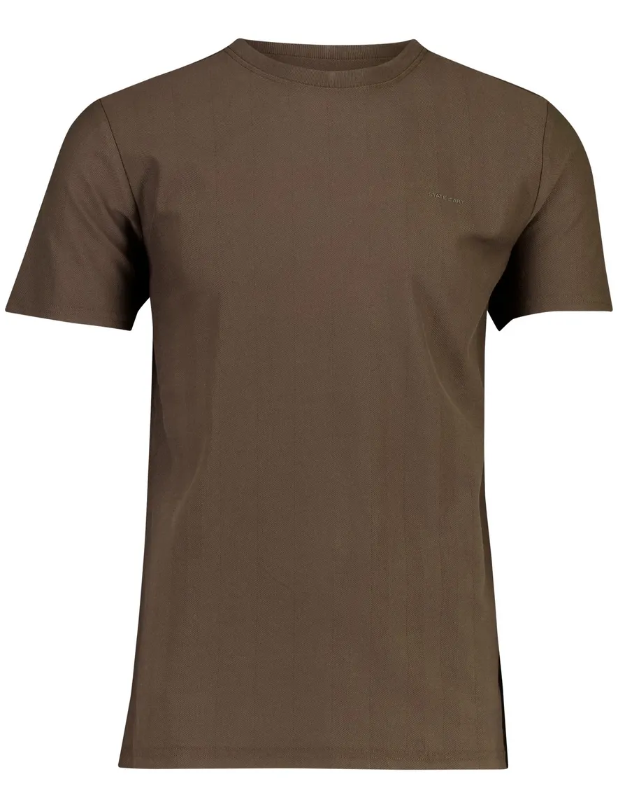 State of Art T shirt bruin met visgraatpatroon