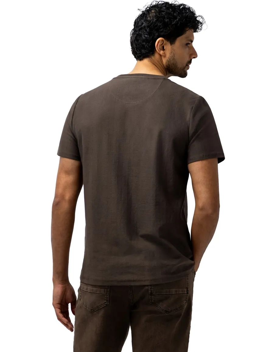 State of Art T shirt bruin met visgraatpatroon
