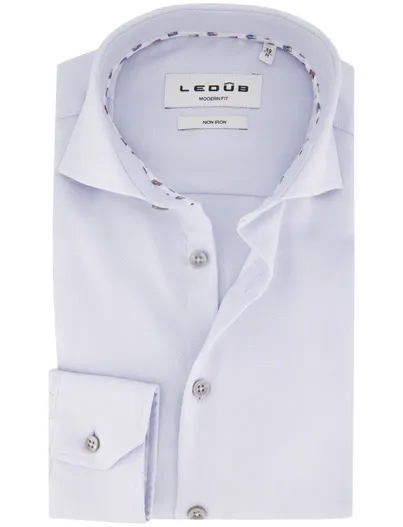 Ledub Ledub Modern Fit overhemd lichtblauw effen stretch