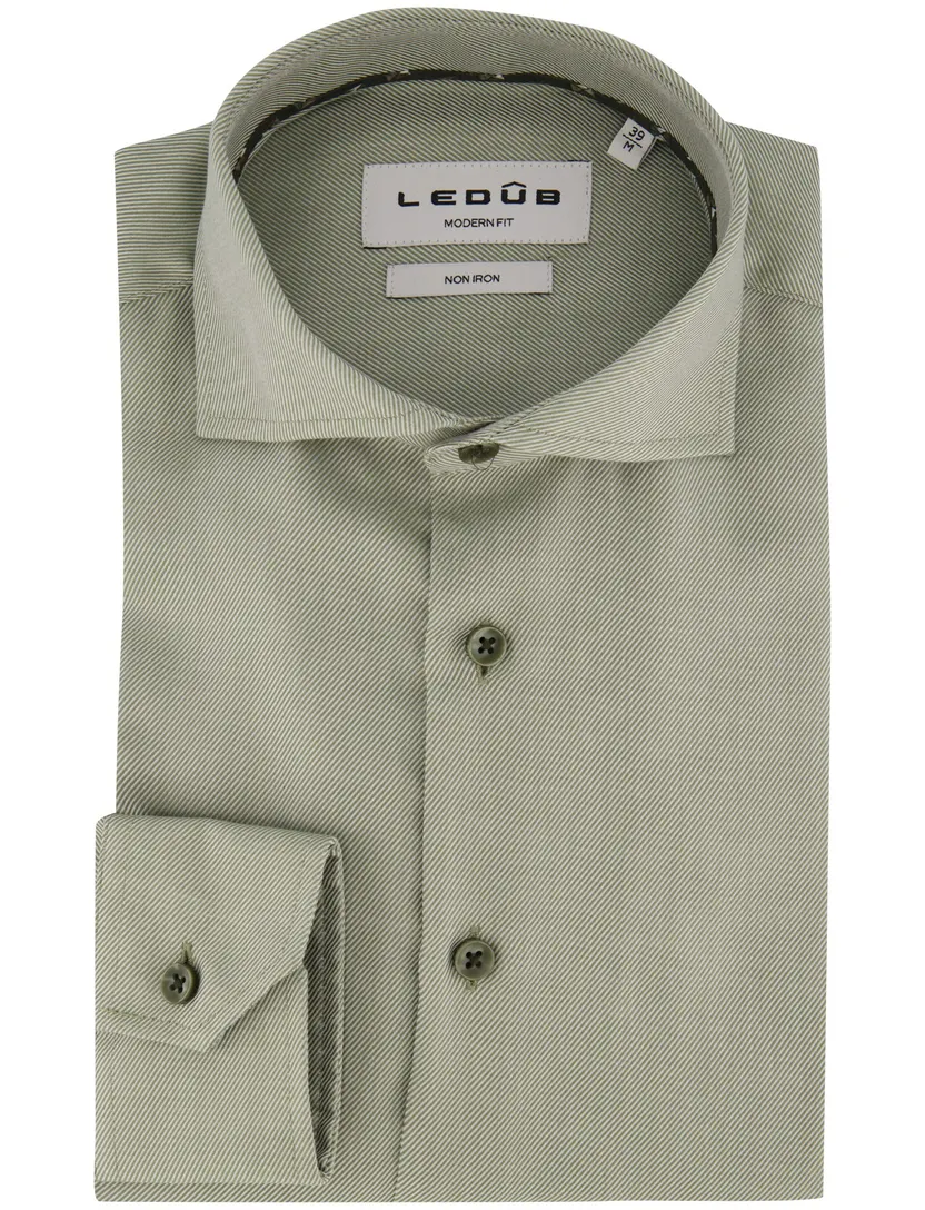 Overhemden Ledub Modern Fit groen stretch