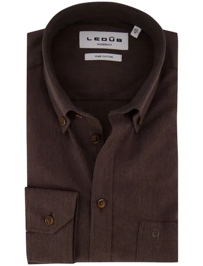 Ledub Overhemd Ledub Modern Fit bruin