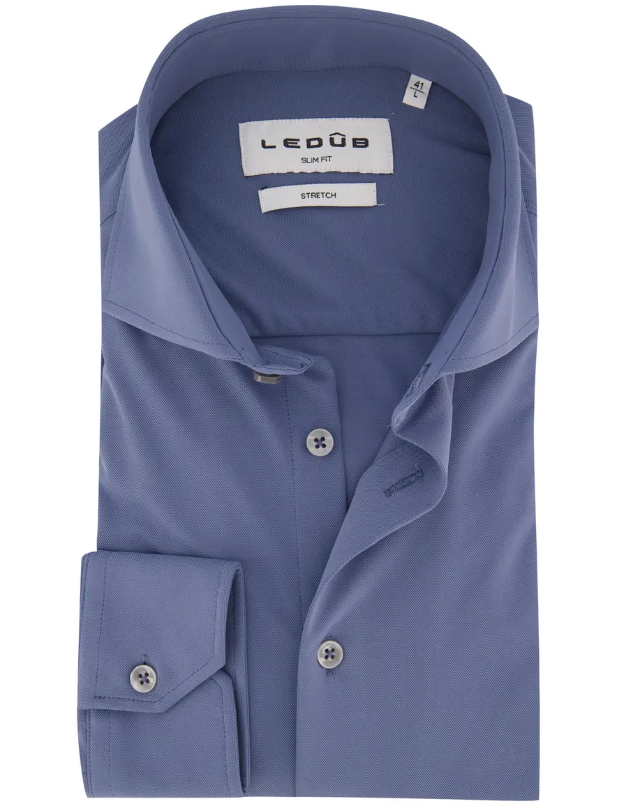 Ledub Slim Fit overhemd blauw