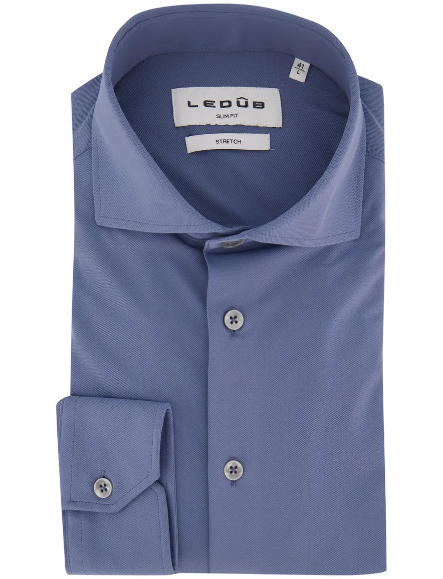 Ledub Slim Fit overhemd blauw
