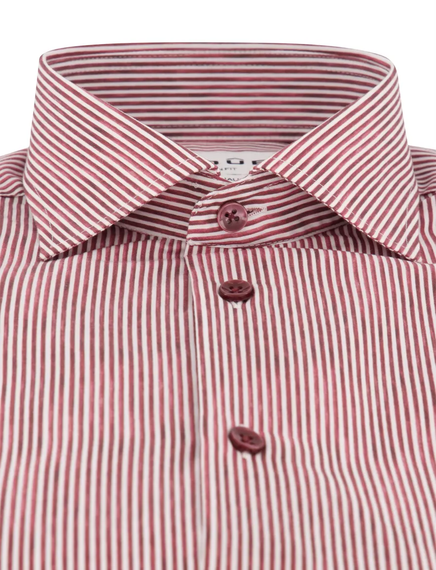 Ledub Modern Fit overhemd rood gestreept