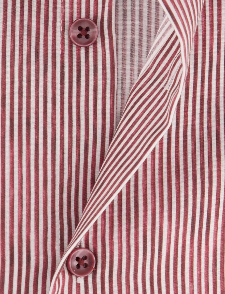Ledub Modern Fit overhemd rood gestreept