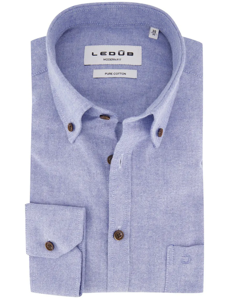 Ledub Modern Fit overhemd lichtblauw gemeleerd