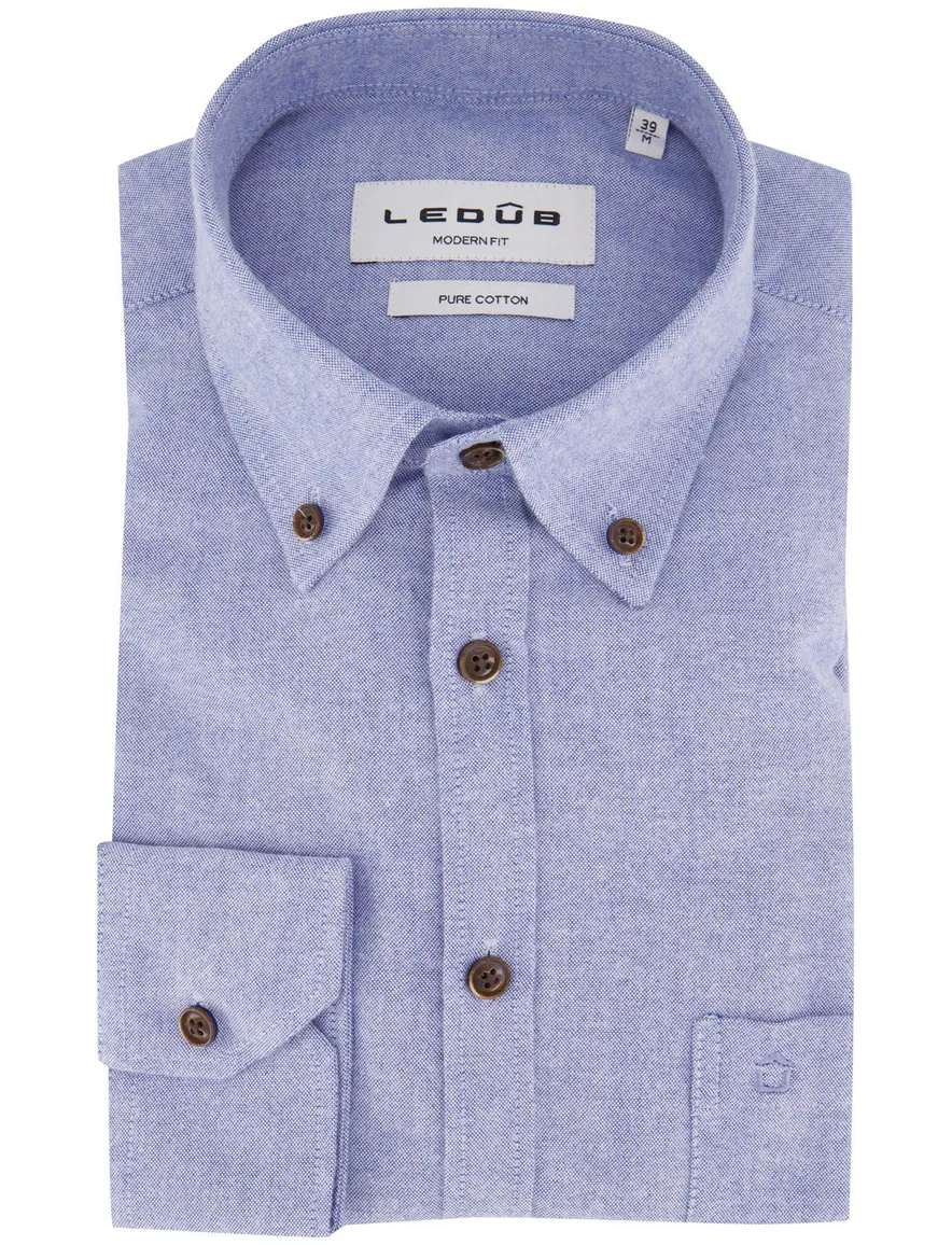 Ledub Modern Fit overhemd lichtblauw gemeleerd