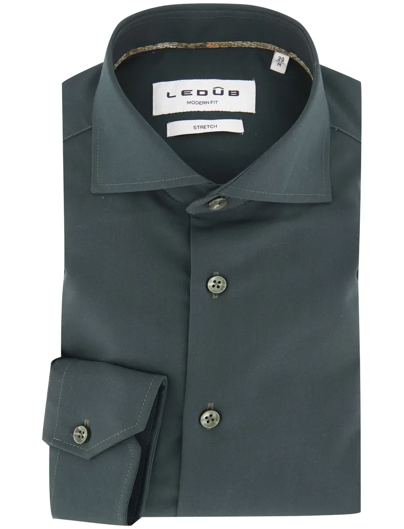 Overhemd Ledub Modern Fit groen stretch