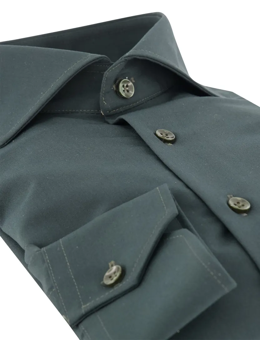 Overhemd Ledub Modern Fit groen stretch