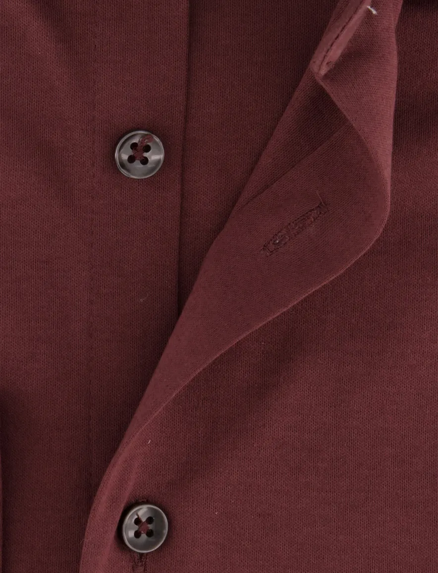 Ledub Modern Fit overhemd bordeaux effen stretch mouwlengte 7
