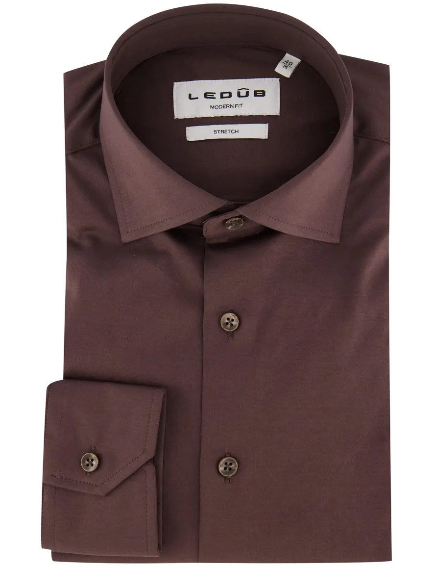 Overhemd Ledub bruin 143609-68