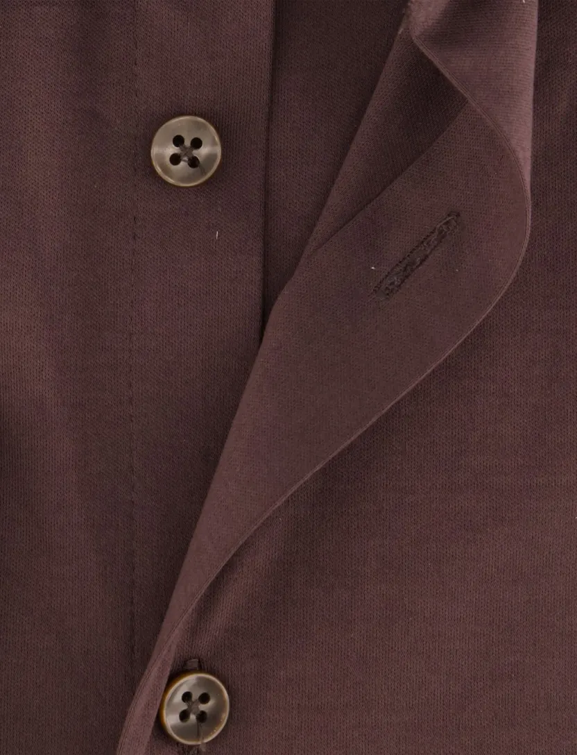 Overhemd Ledub Modern Fit bruin stretch