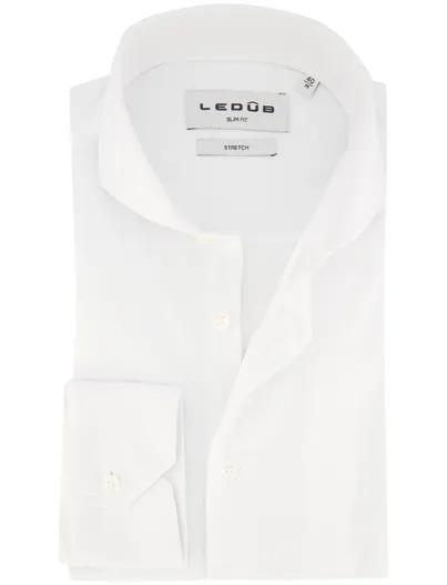 Ledub Ledub Slim Fit overhemd wit stretch mouwlengte 7