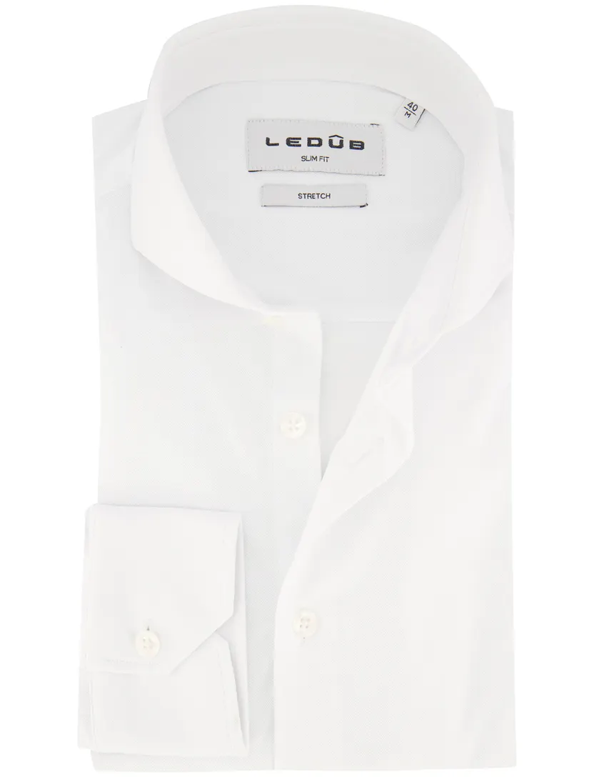 Overhemd Ledub Slim Fit wit stretch