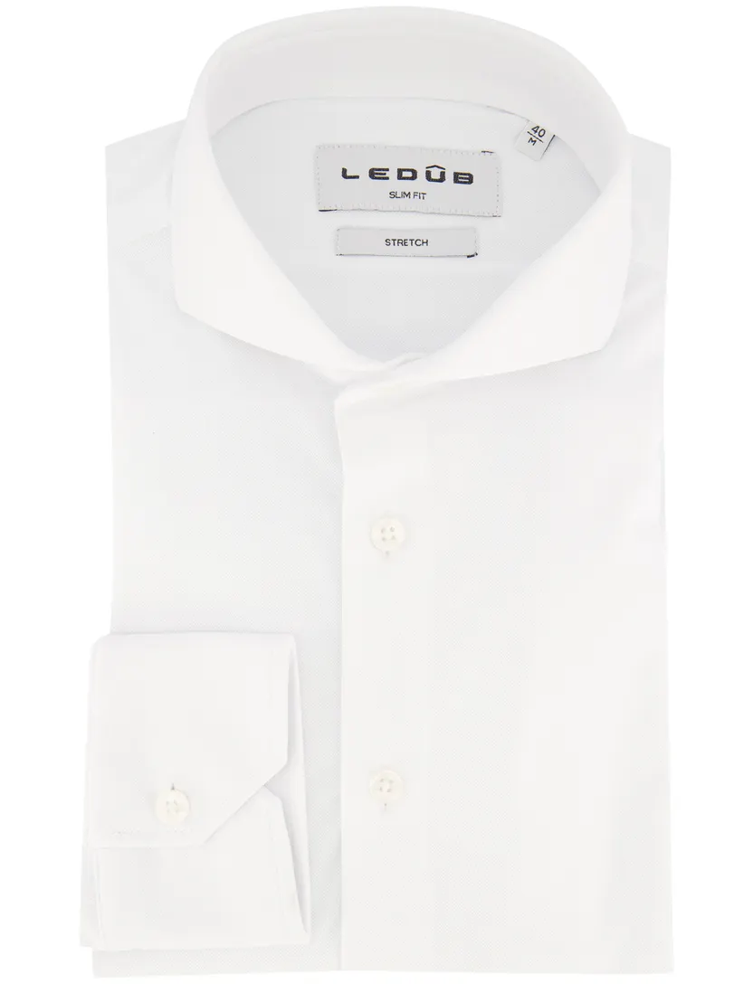 Overhemd Ledub Slim Fit wit stretch