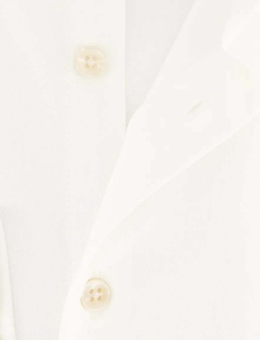 Ledub Slim Fit overhemd creme effen stretch mouwlengte 7