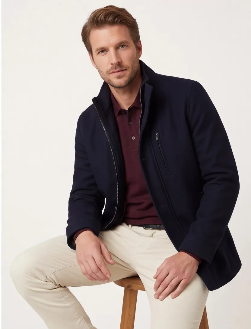 Overjas Bugatti donkerblauw polyester
