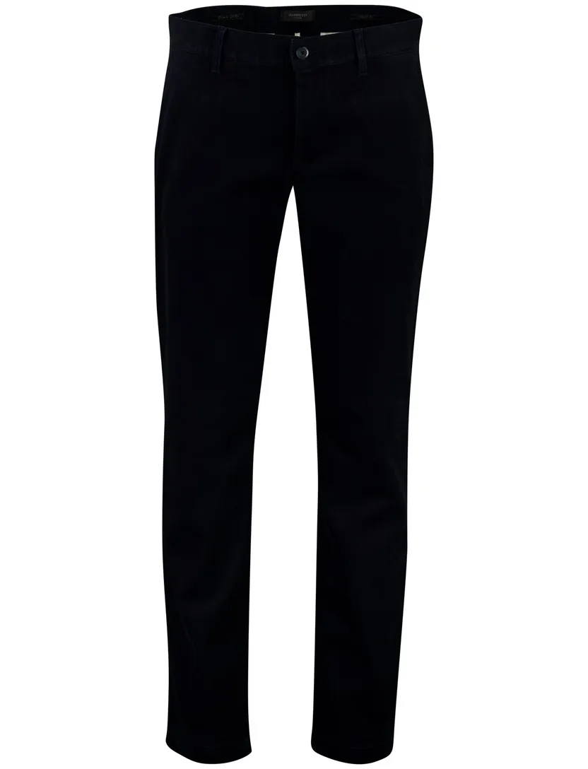 Broeken Alberto LOU donkerblauw chino flatfront