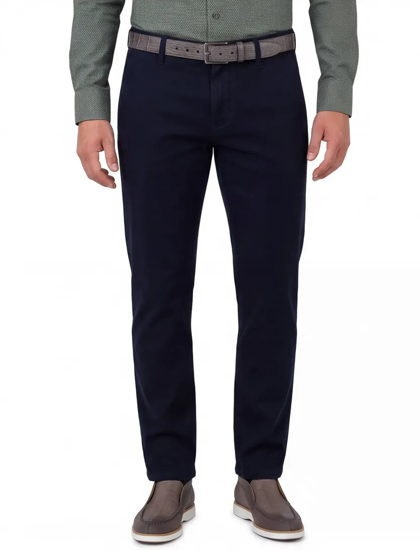 Broeken Alberto LOU donkerblauw chino flatfront
