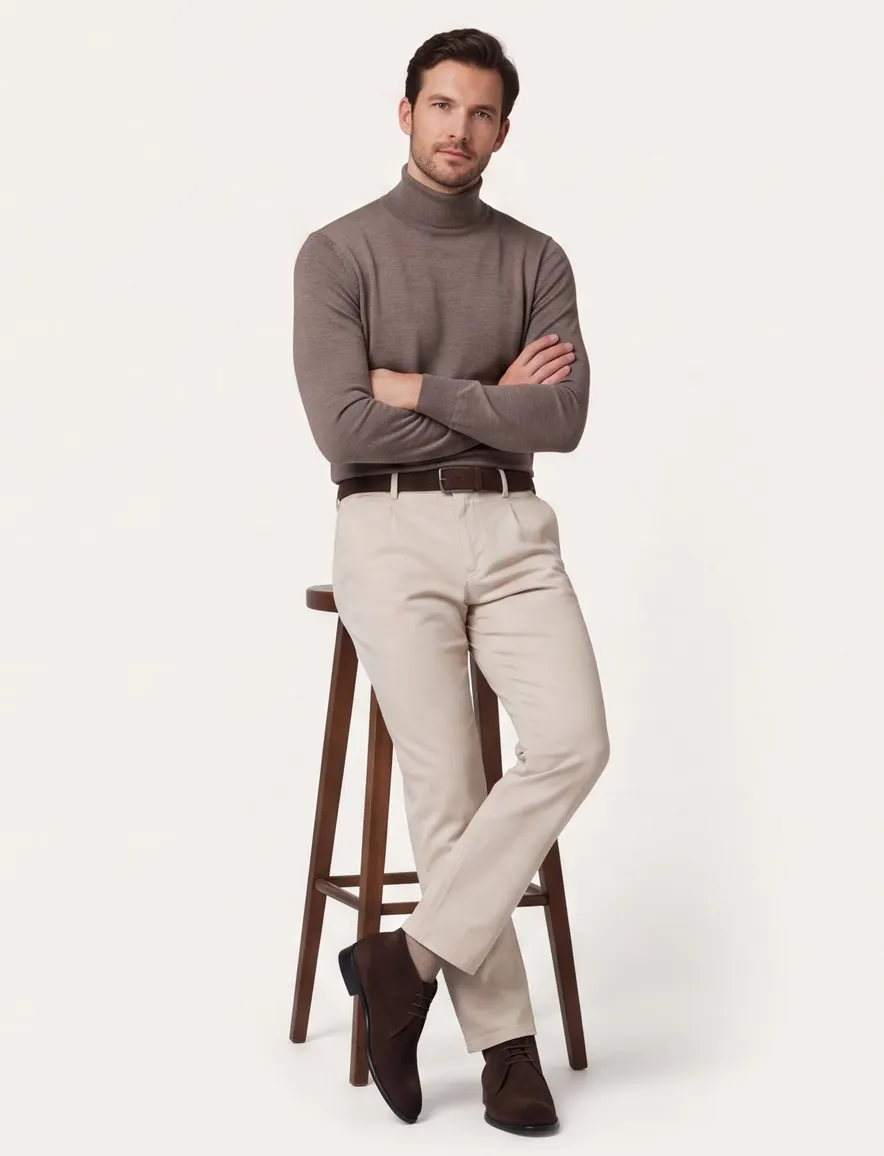 North84 chino met bandplooi beige