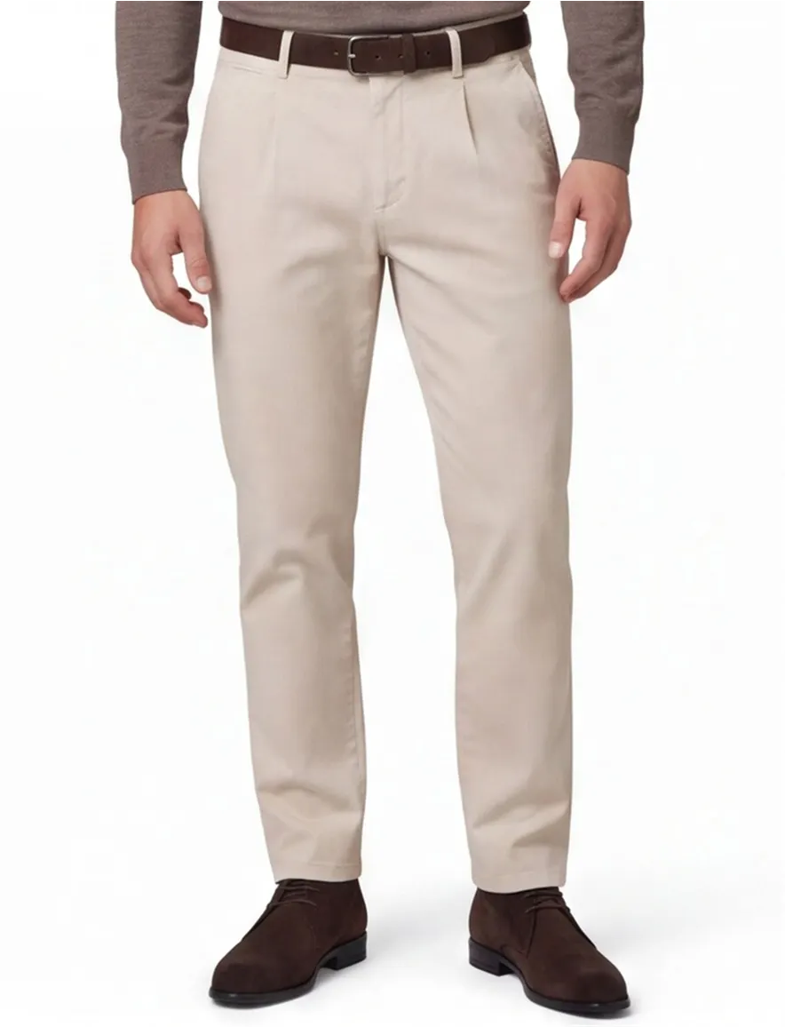 Broek North84 beige Pleated Chino 261