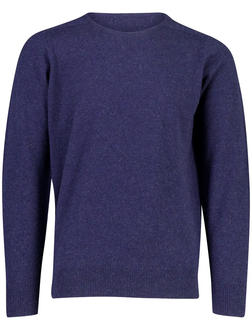 William Lockie trui ronde hals donkerblauw gebreid