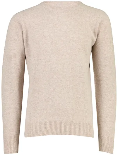 William Lockie William Lockie trui ronde hals beige gemeleerd