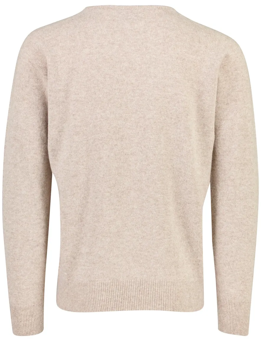 William Lockie trui ronde hals beige gemeleerd