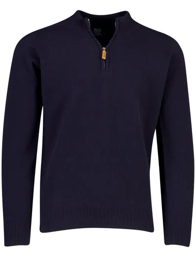 William Lockie William Lockie trui half zip donkerblauw gebreid