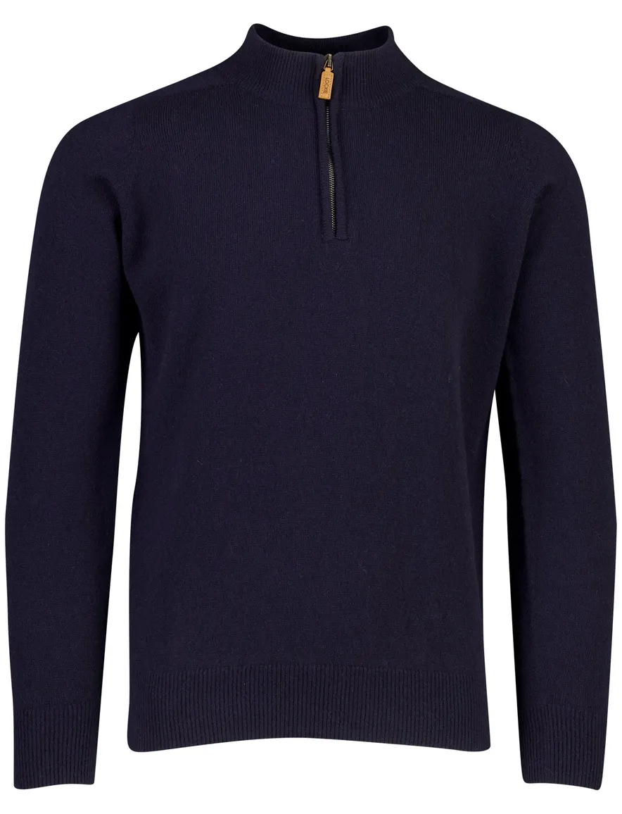 William Lockie trui half zip donkerblauw gebreid