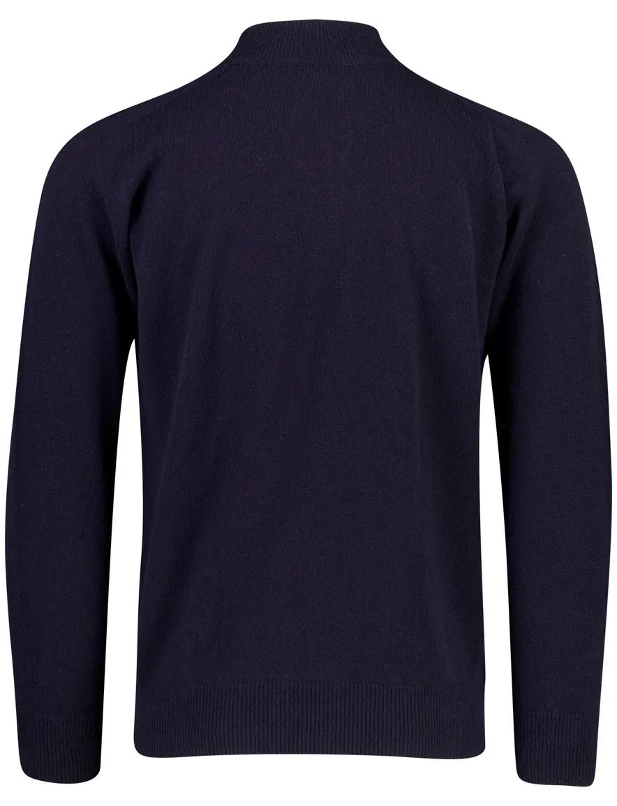 William Lockie trui half zip donkerblauw gebreid
