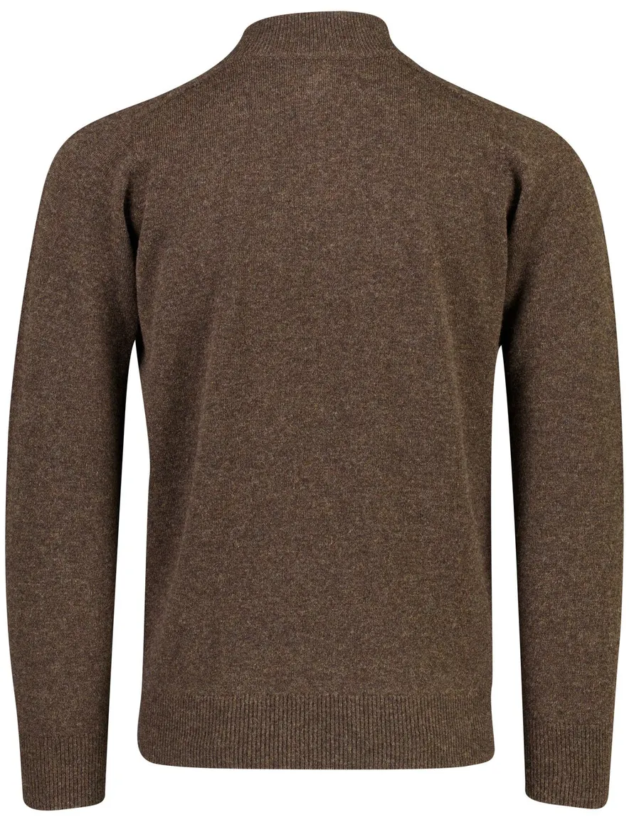William Lockie trui half zip bruin gemeleerd gebreid