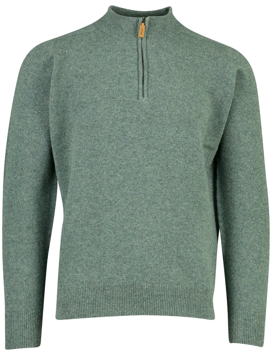 William Lockie trui half zip groen gemêleerd gebreid
